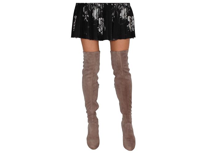 Le Silla over-the-knee stretch sock boots Beige