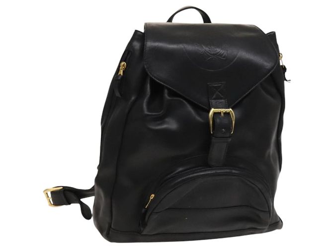 Zaino in pelle nero e oro Gianni Versace Auth BA3548 D'oro