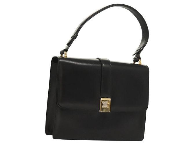 Céline CELINE Shoulder Bag Leather Black Gold Auth BA3770 Golden