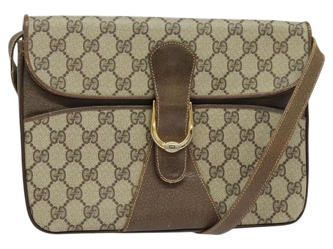 Gucci Sac à bandoulière GG Supreme en PVC beige et or Auth th6212 Doré