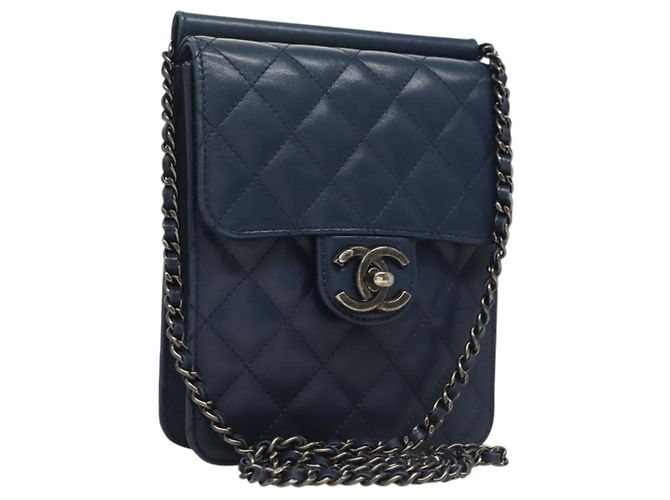 Borsa a Spalla CHANEL in Pelle di Agnello Blu CC Auth BA3679