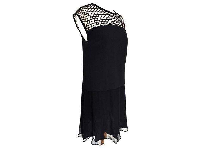 Karl Lagerfeld Schwarzes Karo Viscose Kleid