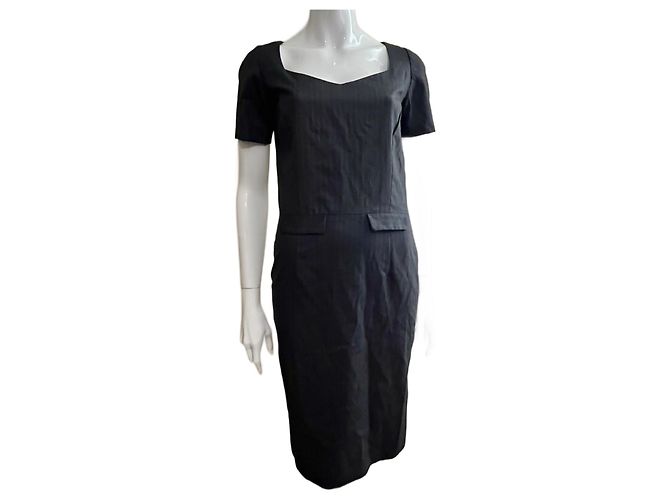 Joseph Vestido lápis de lã risca de giz "Estilo Cidade" Cinza