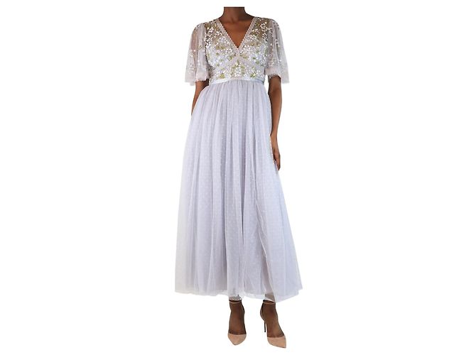 Needle & Thread Pale blue shimmer primrose bodice gown - size UK 8
