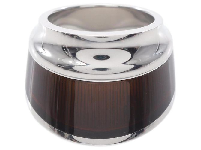 Ring Anel Equus Hermès Marrom Prata