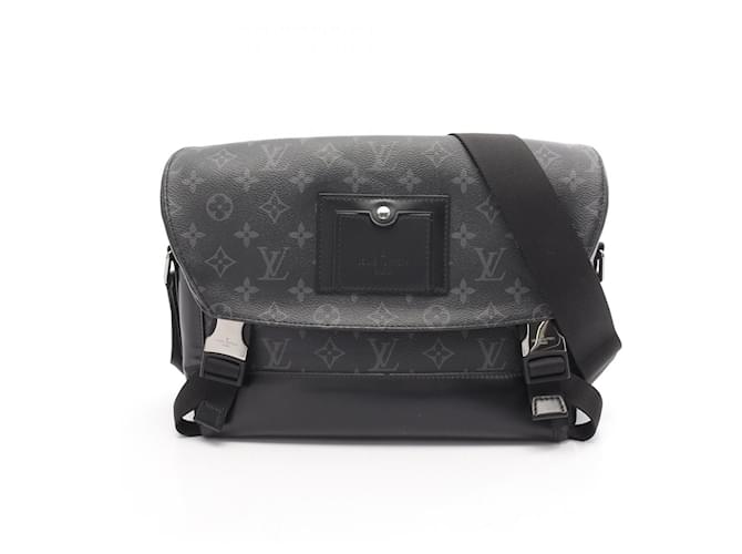 Louis Vuitton Messenger Voyage PM Shoulder Bag Black Leather Cloth  ref.2362515