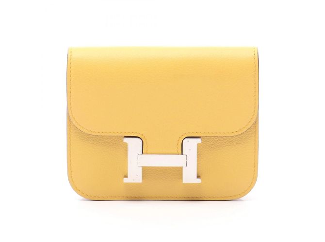 Hermès Hermes Constance Slim Bifold Wallet Blue Yellow