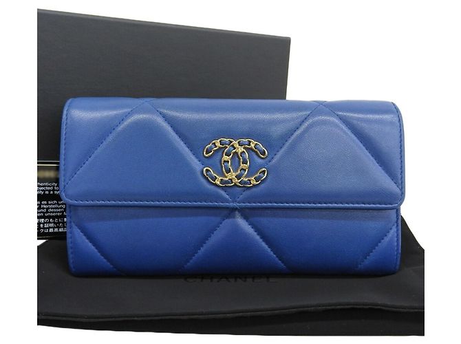 Chanel 19 Long Flap Wallet Blue