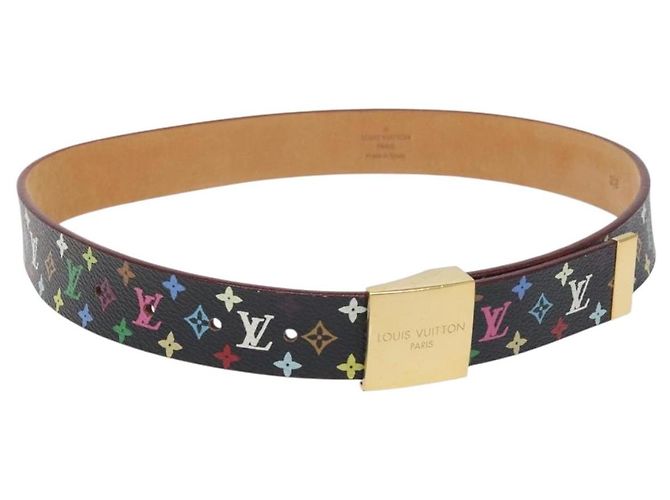 LOUIS VUITTON Monogramm Multicolor Care Gürtel Schwarz LV Auth yk18706