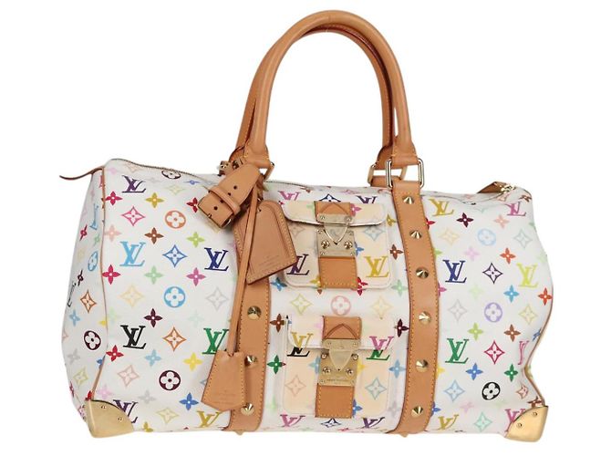 LOUIS VUITTON Bolsa Keepall 45 Monograma Multicolor Blanco M92641 LV Auth 126487V