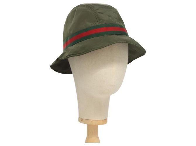 GUCCI Hut Nylon M Khaki Auth th6202