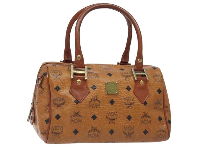 Borsa MCM Logogram Vicetos in pelle PVC marrone e oro Auth BA3905 D'oro