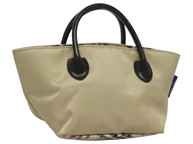 BURBERRY Blue Label Handtasche aus Nylon Beige Silber Authentisch ti3277