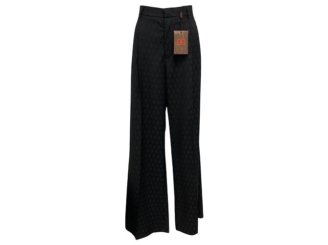 Schwarze Jacquard-Hose mit weitem Bein 2024 Etro