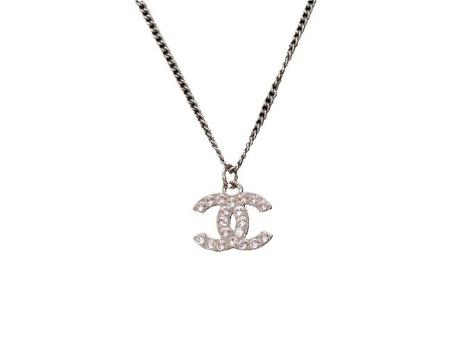 Chanel Coco Mark Silber Strass Halskette