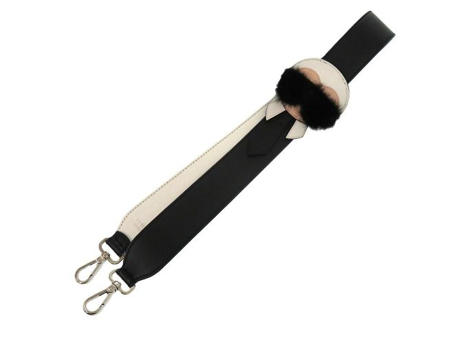 Fendi Karlito Leather Shoulder Strap Black White