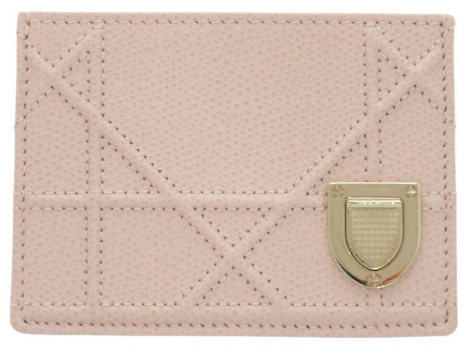 Tarjetero de cuero rosa Christian Dior