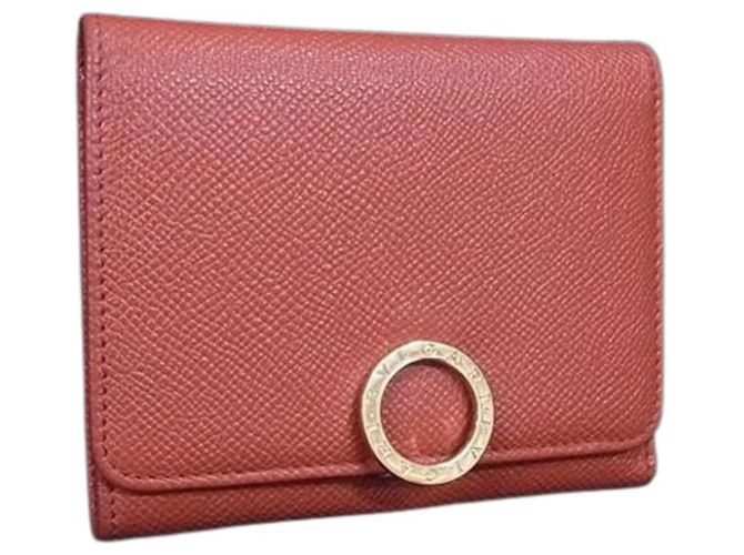 Bulgari Bvlgari Orange Leather Women's Tri-fold Wallet