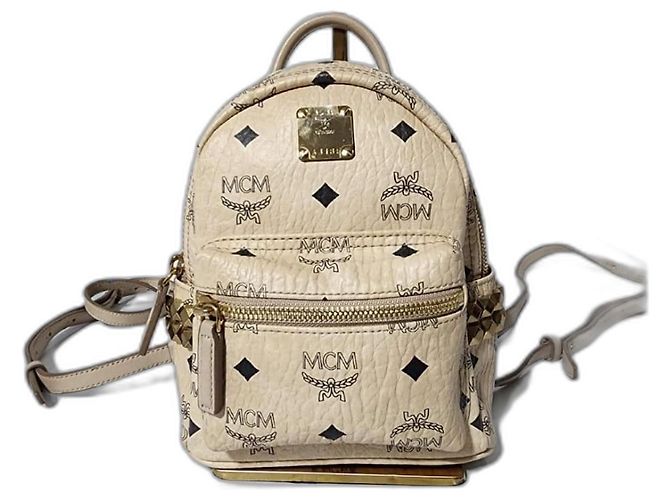 MCM Visetos Side Stud X-Mini Stark Backpack Beige
