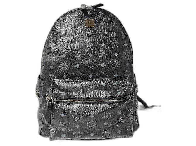 MCM Visetos Stark Leather Backpack Black