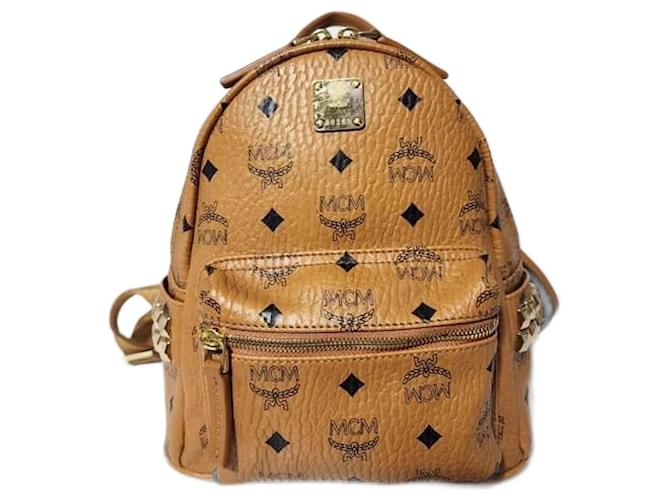 MCM Stark Side Studs Medium Backpack Brown 