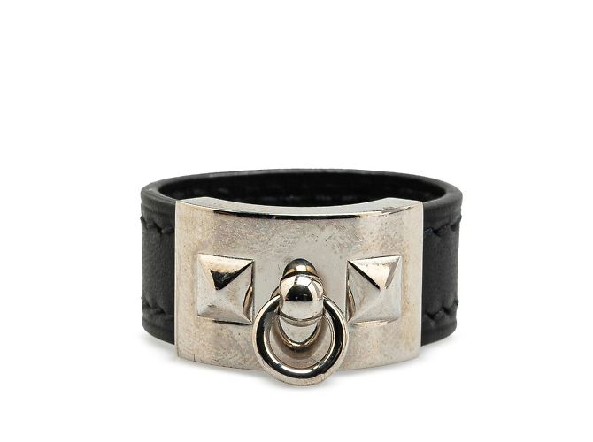 Hermes Hermès Collier de Chien Band Ring Black Silvery