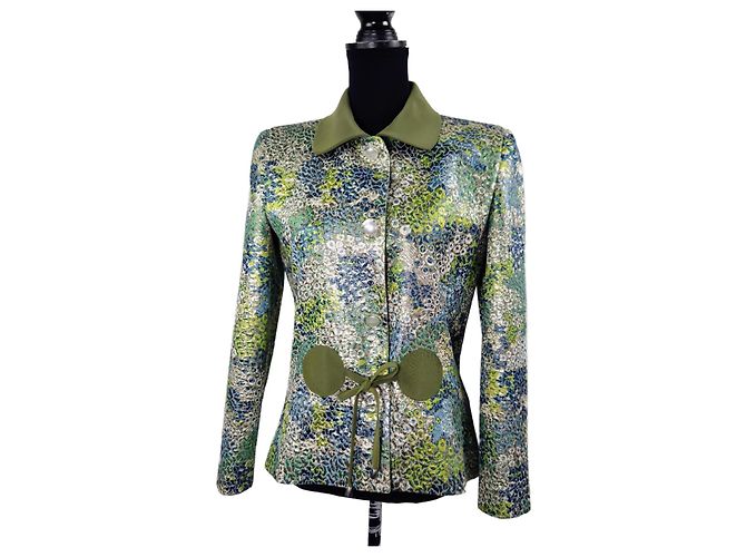 Pierre Cardin ceremonial jacket with floral pattern Multiple colors Green