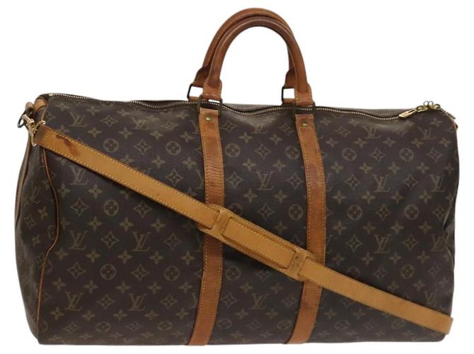 LOUIS VUITTON Bolsa Boston Monogram Keepall Bandoulière 55 M41414 Auth LV 127459 Monograma
