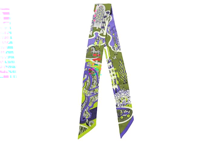 HERMÈS - Twilly Exposition Universelle Hermès en soie multicolore Multiple colors Silk  ref.2366269