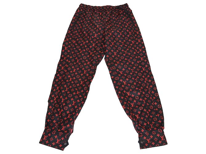 Louis Vuitton Black/Red Monogram Drawstring Track Pants
