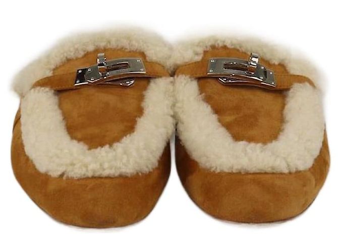 Hermès Naturel Shearling Oz Mules