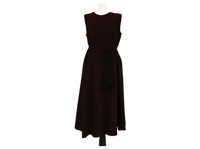Vestido midi sem mangas em corda bordô Lanvin