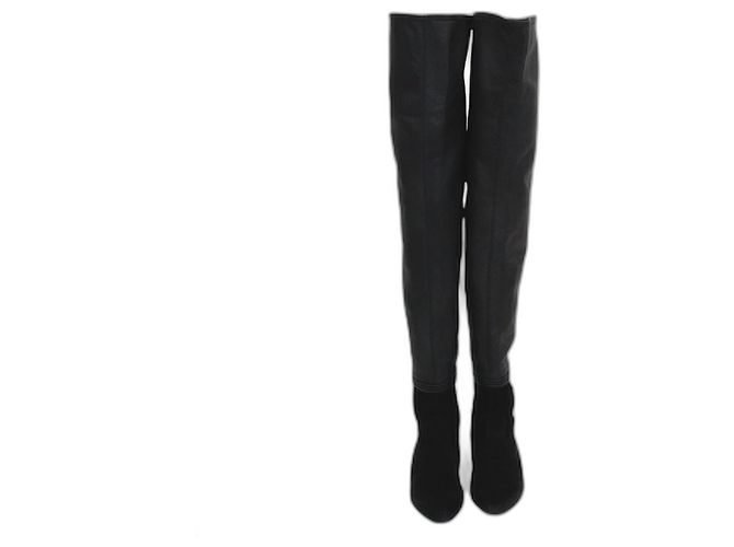 Chanel Black High Knee Pointed Boots
