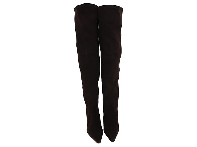 Autre Marque Botas de caña alta de punta marrón oscuro Vanessa Noel