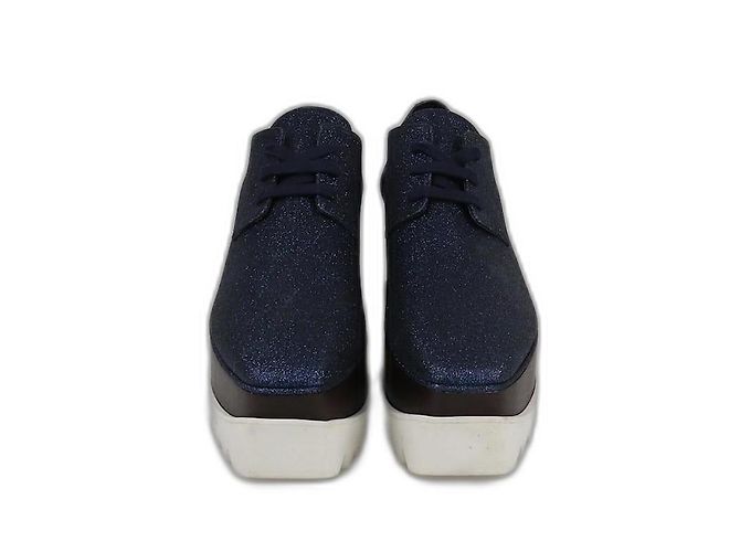 Stella Mc Cartney Stella McCartney Elyse Plattform Derby mit blauen Glitzer-Schnürsenkeln