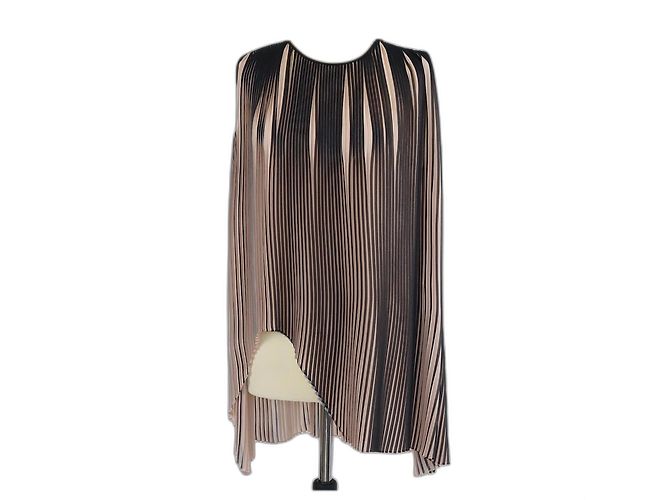 Stella Mc Cartney Tops sin mangas plisados a rayas melocotón/negro Stella McCartney