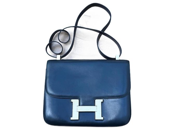 Hermès Constance Bolsa de couro box azul marinho