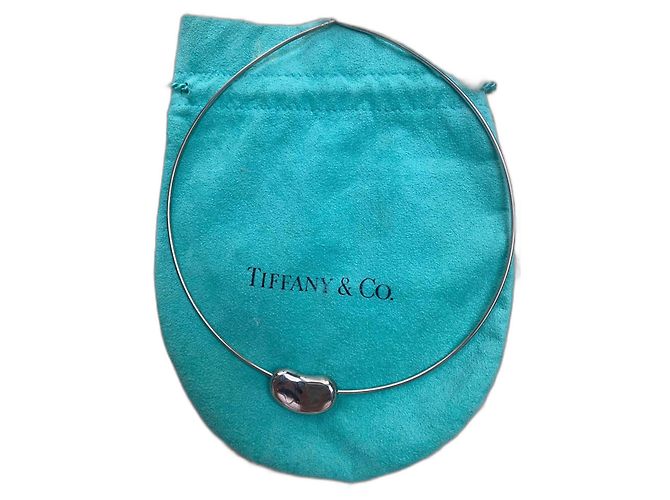 Tiffany & Co. Elsa Peretti Bean Halskette – 925 Silber – Originalbeutel Silber Hardware