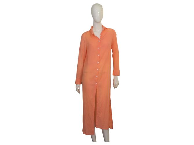 Autre Marque Mariana Penteado Hemdkleid aus Baumwolle Orange