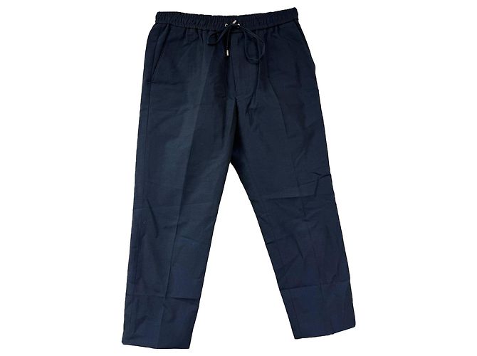 Calças com cordão Gucci em algodão azul marinho