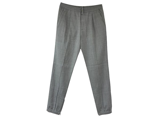 Dior Tailored Track Pants in Grey Wool