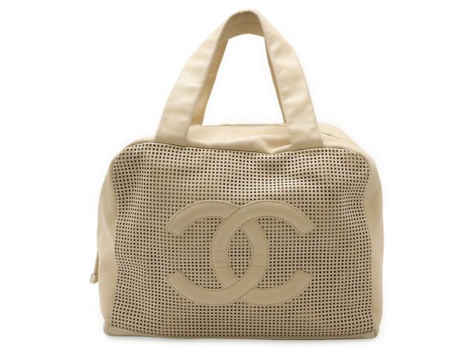 Chanel Coco Mark Mini Boston Bag Beige