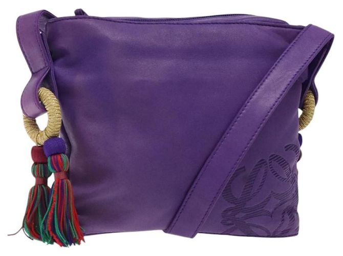 LOEWE Borsa a Spalla Anagram Pelle Viola Oro Auth bs27640 D'oro Porpora