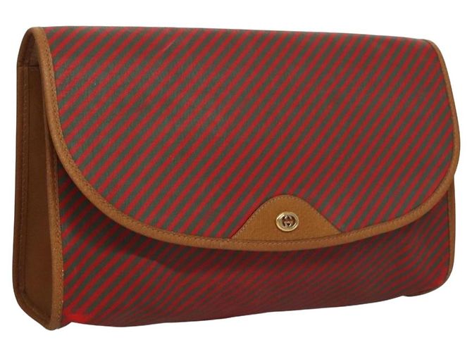 Borsa Clutch GUCCI PVC Oro Rosso 89 01 040 Auth bs27689 D'oro