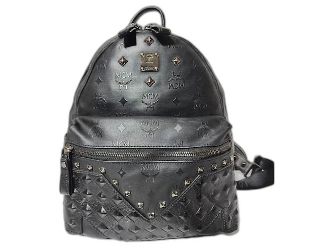Sac à dos clouté en PVC Monogram MCM Noir