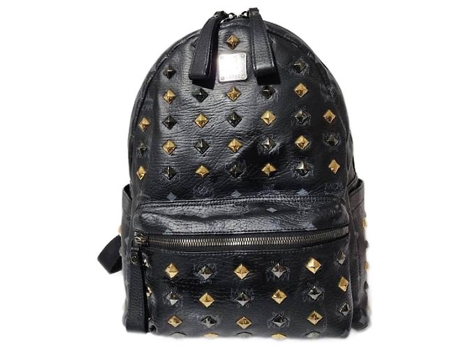 MCM Visetos Stark Leather Backpack Black/Gold