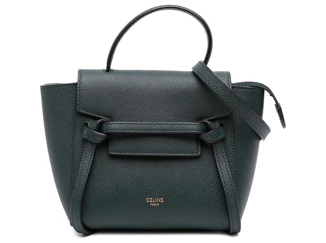 Belt Bag Céline Gürtel Tasche aus grünem genarbtem Kalbsleder Celine Pico Dunkelgrün