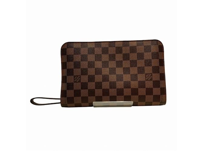 Louis Vuitton Damier Canvas Clutch Bag Brown Cloth  ref.2369388