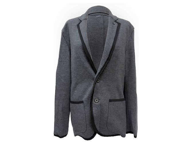 Blazer grigio in lana a un bottone con colletto a punta di Lanvin