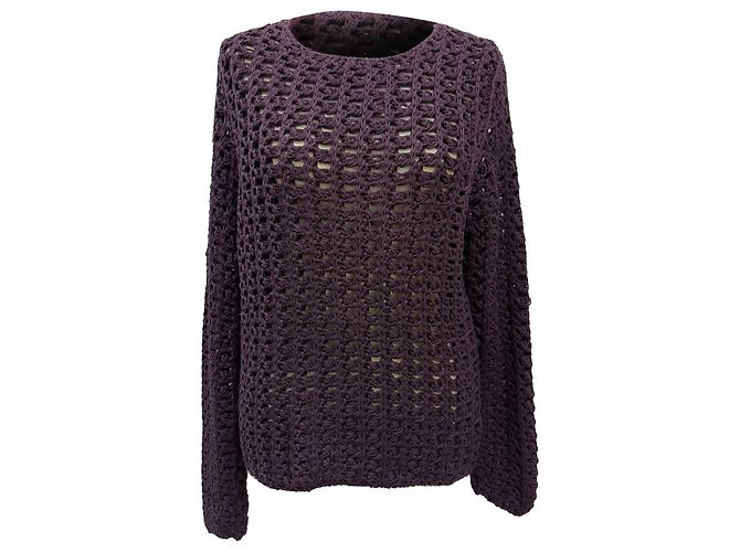 Suéter de algodão roxo tricotado à mão da Gucci